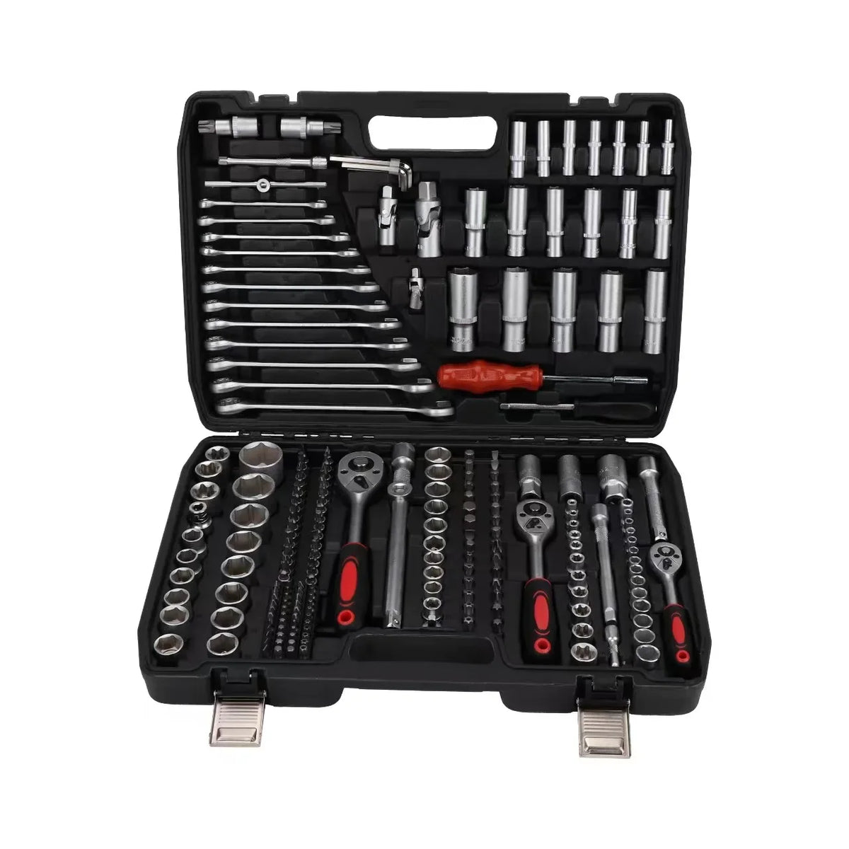 216-Piece Professional Socket Set 1/2' 3/8' 1/4' Drive SAE & Metric with 72-Tooth Ratchet for Automotive And Home Repair.(1SET)