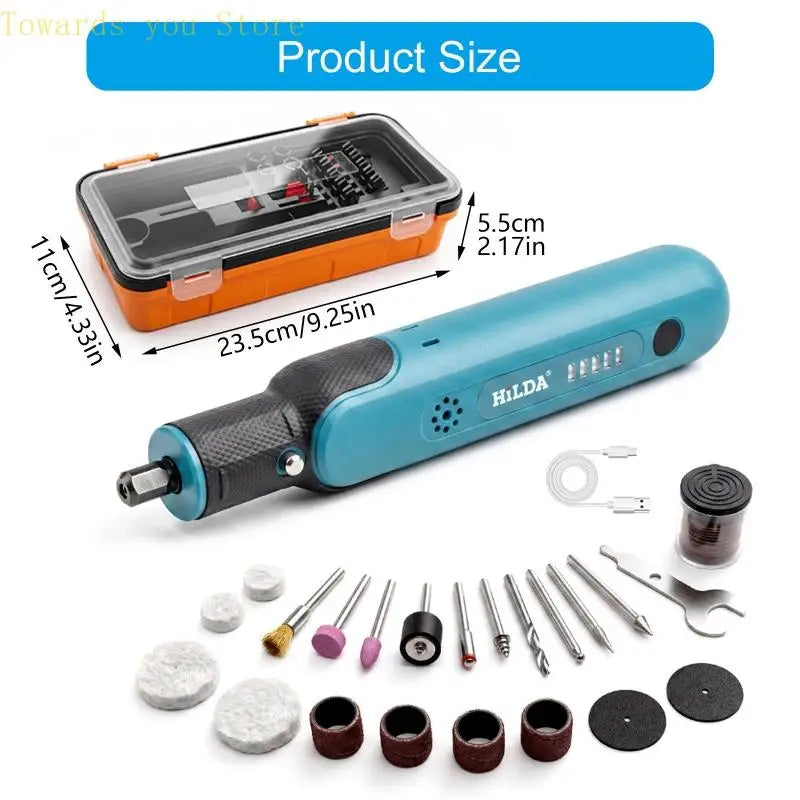Q9QF 5 Speed Mini Wireless Rechargeable Engraver Pen Cordless Rotary Tool Woodworking