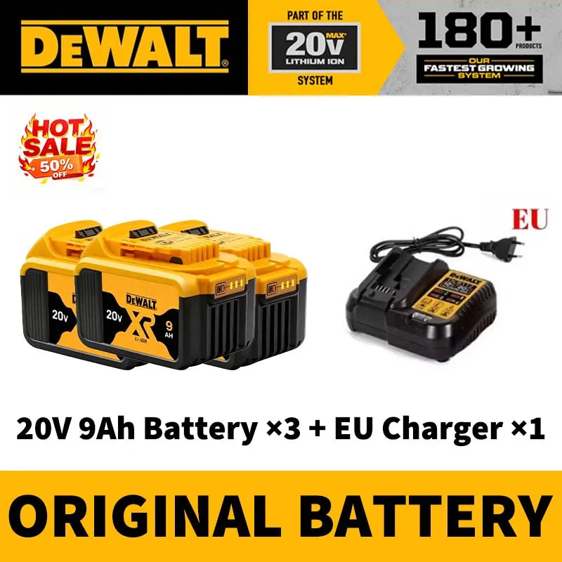 100% Original Dewalt 60V 9.0Ah Battery 18650 Li-Ion 18V/20V 5.0Ah 6.0Ah Power Tool Battery High Power Rechargeable Battery