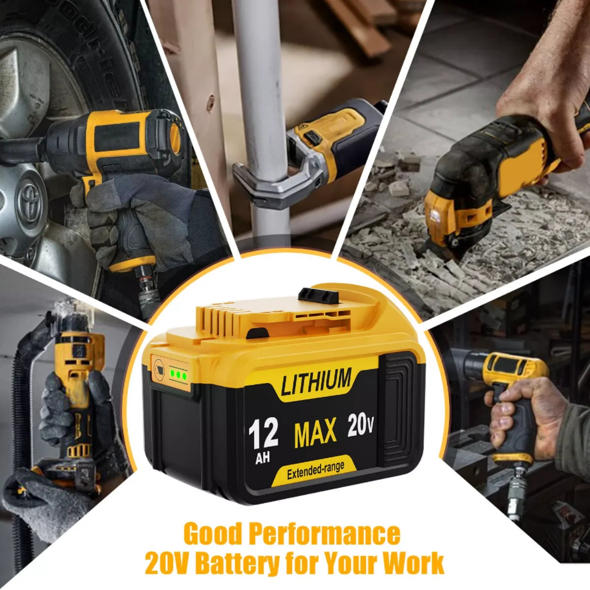 1/2/4PACK 20V 12Ah Replacement Battery For Dewalt 20V Max Tools (DCB201, DCB200, DCB204, DCB206, DCB203) - Compatible