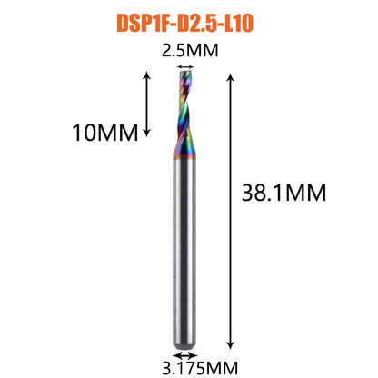 1pc AAAAA Single Flute Carbide Spiral End Mill 3.175 ,4,5,6mm Aluminum Milling Cutter Engraving Woodworking Acrylic DLC Coating