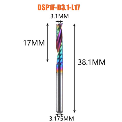 1pc AAAAA Single Flute Carbide Spiral End Mill 3.175 ,4,5,6mm Aluminum Milling Cutter Engraving Woodworking Acrylic DLC Coating