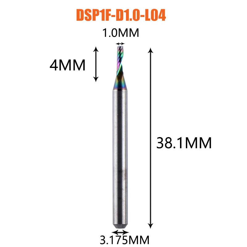 1pc AAAAA Single Flute Carbide Spiral End Mill 3.175 ,4,5,6mm Aluminum Milling Cutter Engraving Woodworking Acrylic DLC Coating