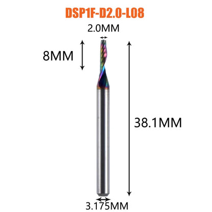 1pc AAAAA Single Flute Carbide Spiral End Mill 3.175 ,4,5,6mm Aluminum Milling Cutter Engraving Woodworking Acrylic DLC Coating