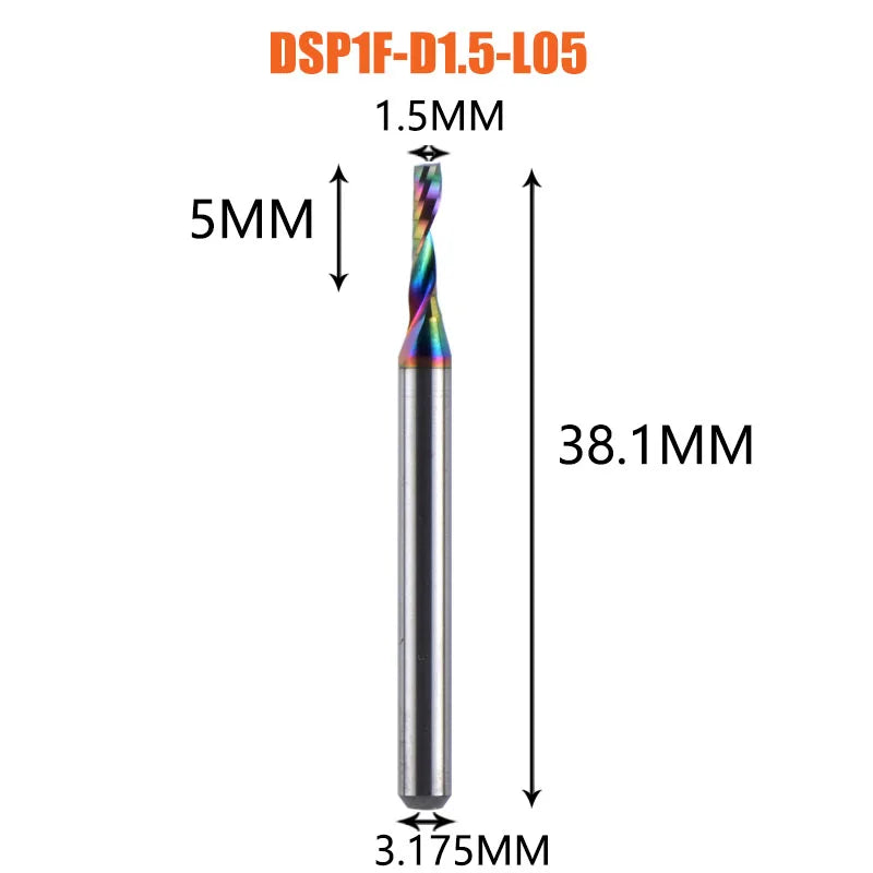 1pc AAAAA Single Flute Carbide Spiral End Mill 3.175 ,4,5,6mm Aluminum Milling Cutter Engraving Woodworking Acrylic DLC Coating