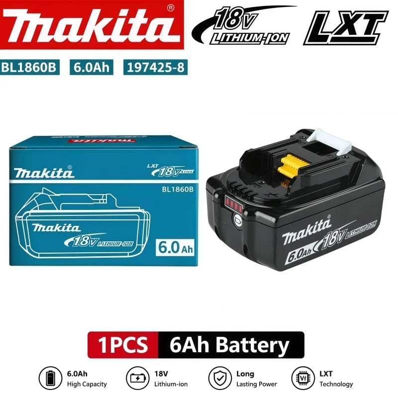 100% Genuine Original BL1860B 18V 6Ah Lithium Battery for BL1850B BL1840B Cordless Drill Impact Wrench Driver Power Tools