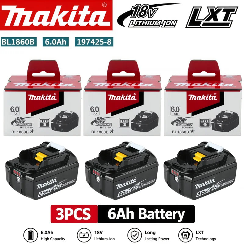 100% Genuine Original BL1860B 18V 6Ah Lithium Battery for BL1850B BL1840B Cordless Drill Impact Wrench Driver Power Tools