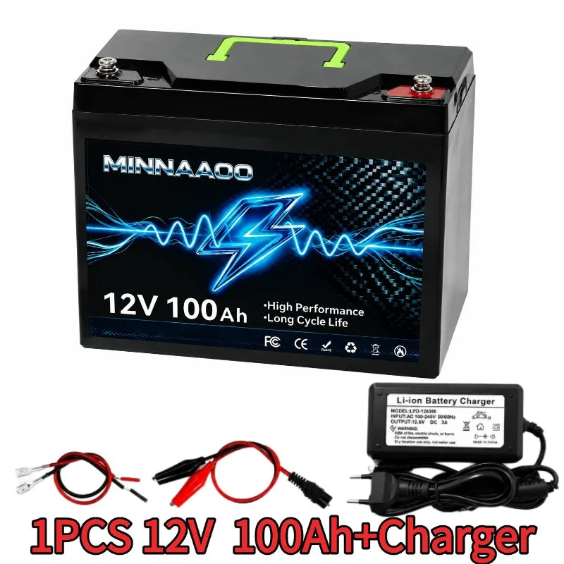 Upgraded 12V 100Ah LiFePO4 Battery Deep Cycle Lithium Battery with Built-in BMS for RV Solar Home Storage Marine Trolling Motor