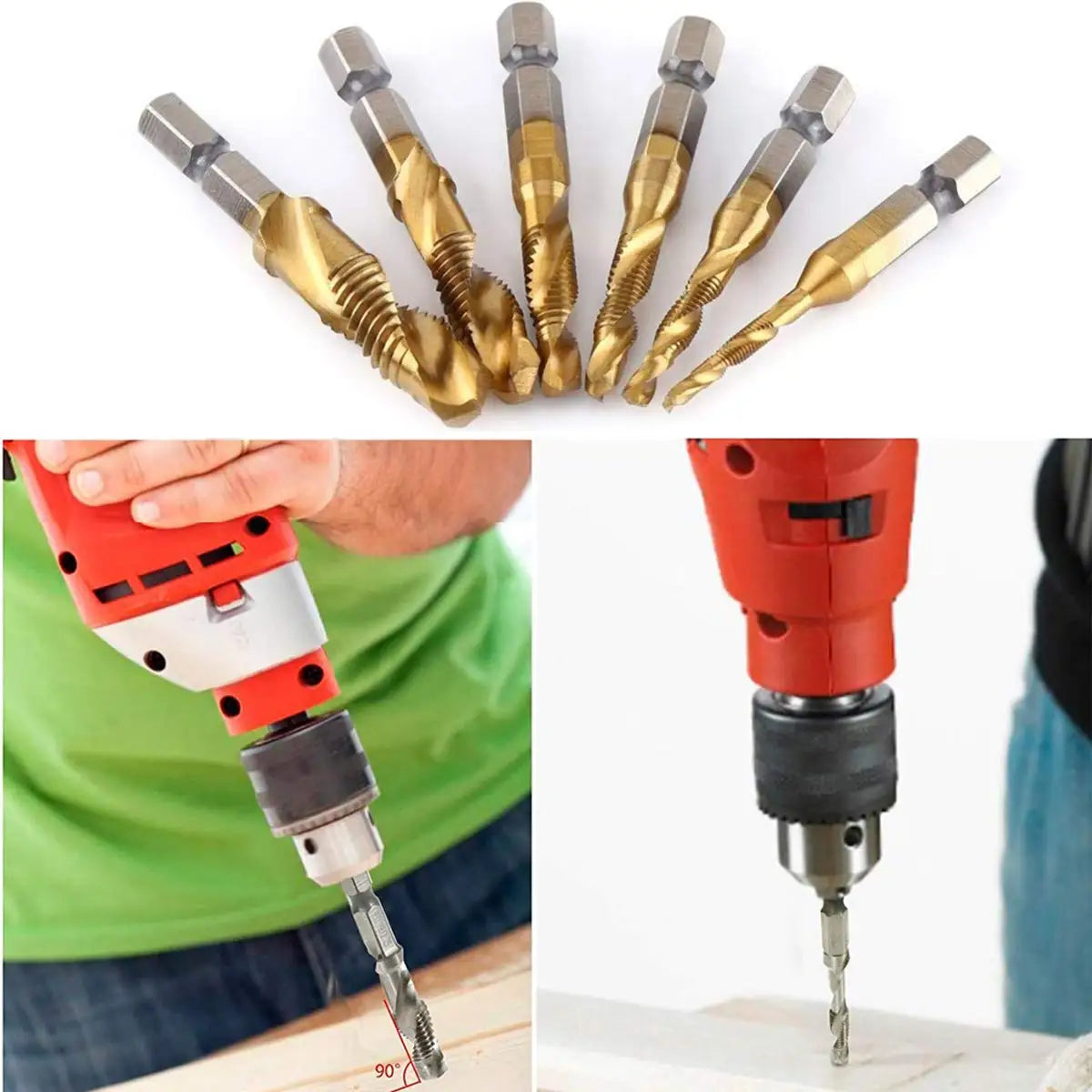 SIQICNC Shank Titanium Plated HSS Screw Thread Metric Tap Drill Bits Screw Machine Compound Tap M3 M4 M5 M6 M8 M10 Hand Tools