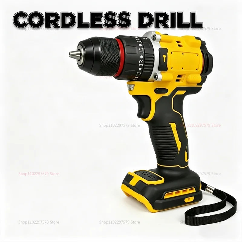 Compact Cordless Brushless Impact Drill LED Light Powerful Multi-functional Electric Power Tool 20V Battery