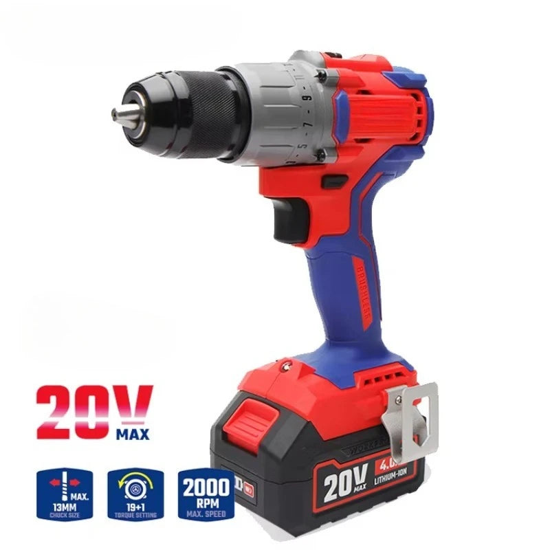 19+1 Torque Setting Brushless Cordless Power Drill Set with Lithium-Ion Battery Premium Power Drills
