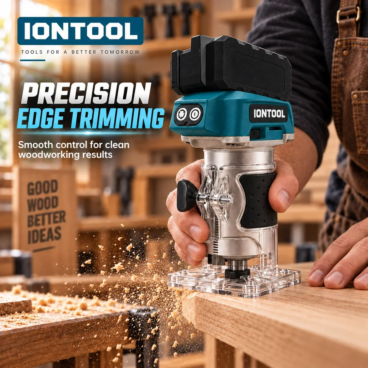 IONTOOL Cordless Trimmer 780W 3000-30000RPM for Wood Edge Cutting Slotting and Woodworking DIY Tool Only