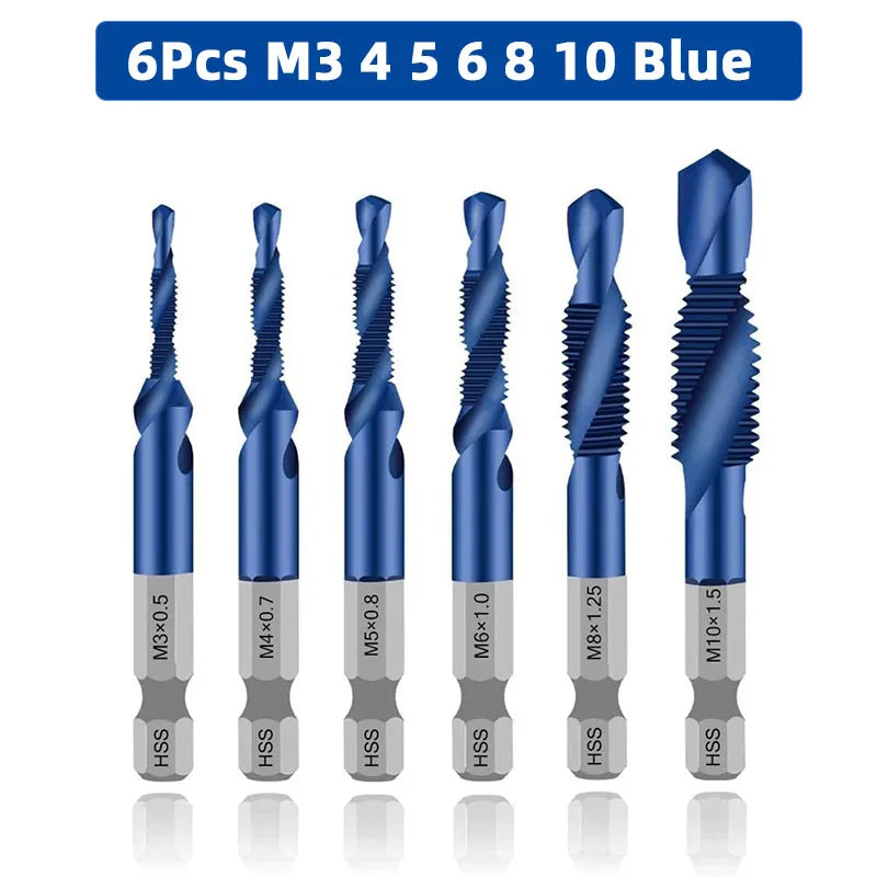 SIQICNC Shank Titanium Plated HSS Screw Thread Metric Tap Drill Bits Screw Machine Compound Tap M3 M4 M5 M6 M8 M10 Hand Tools