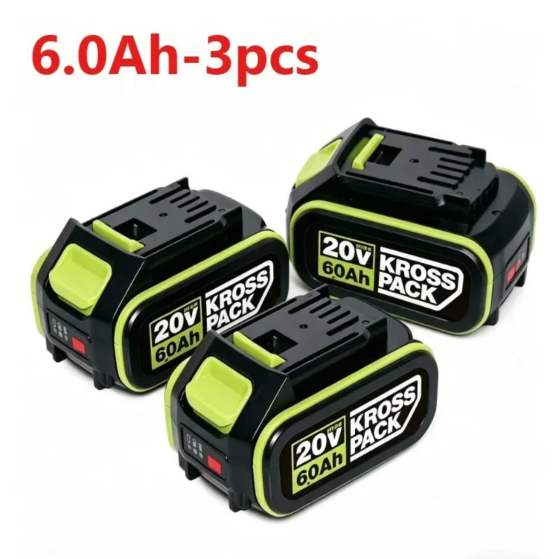 20V 6.0Ah KROSS PACK Rechargeable Lithium Ion Battery Compatible with WORX 20V Max Kross Pack Series Electric Tools WU279 WU535