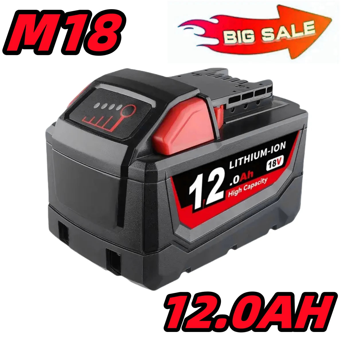 1/2/4PACK M-18 Lithium-Ion Replacement 12.0AH Battery M-18 48-11-1812, 48-11-1850, 48-11-1852, 48-11-1828, 48-11-1862