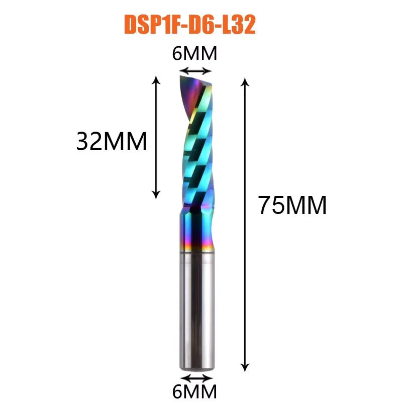 1pc AAAAA Single Flute Carbide Spiral End Mill 3.175 ,4,5,6mm Aluminum Milling Cutter Engraving Woodworking Acrylic DLC Coating