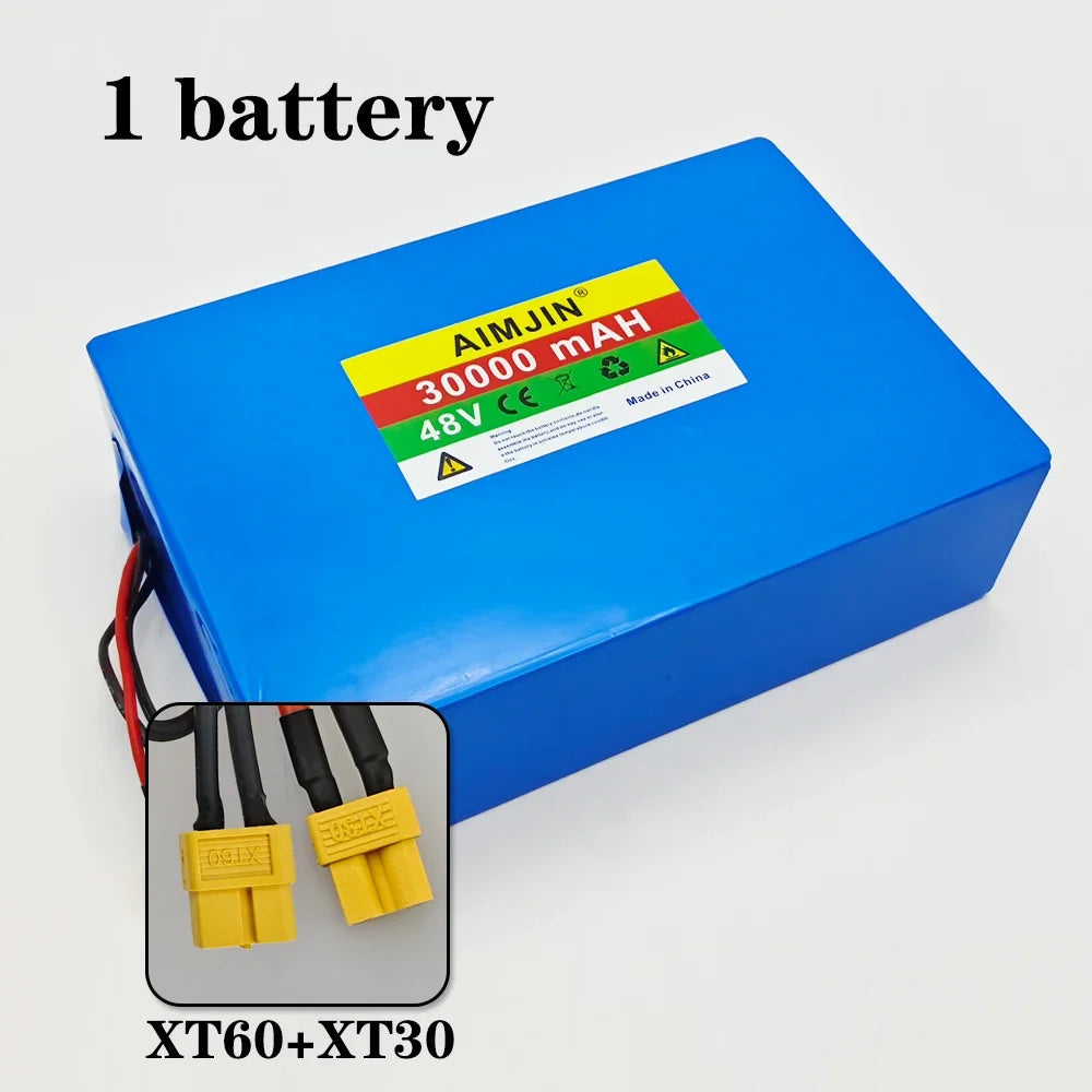 48V 30Ah 30000mAh 18650 13S8P Lithium Battery Pack Large Capacity Suitable for 48V 250-1500W Built-in BMS+54.6V2A Charger
