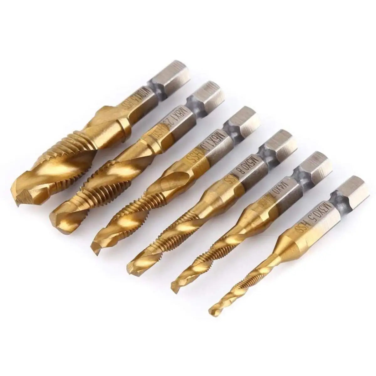 SIQICNC Shank Titanium Plated HSS Screw Thread Metric Tap Drill Bits Screw Machine Compound Tap M3 M4 M5 M6 M8 M10 Hand Tools