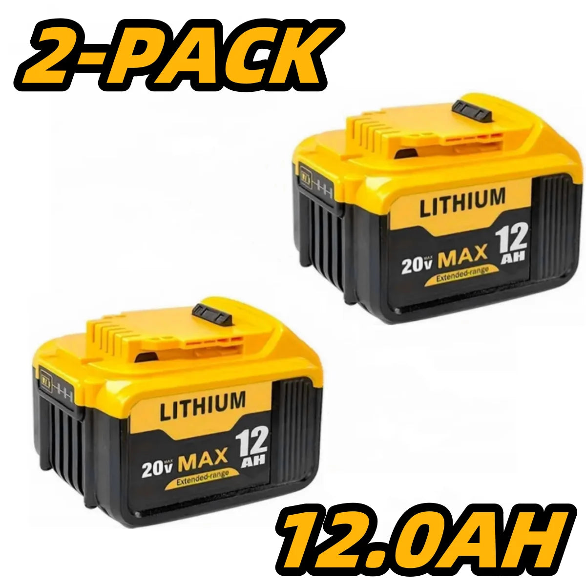 1/2/4PACK 20V 12Ah Replacement Battery For Dewalt 20V Max Tools (DCB201, DCB200, DCB204, DCB206, DCB203) - Compatible