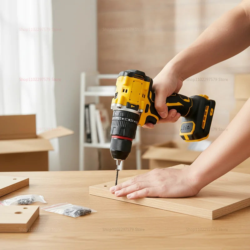 Compact Cordless Brushless Impact Drill LED Light Powerful Multi-functional Electric Power Tool 20V Battery