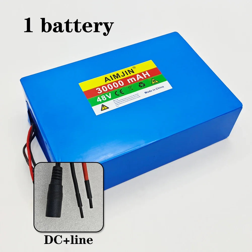 48V 30Ah 30000mAh 18650 13S8P Lithium Battery Pack Large Capacity Suitable for 48V 250-1500W Built-in BMS+54.6V2A Charger