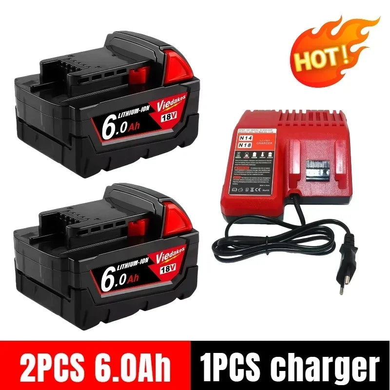18V 9Ah Lithium-Ion Battery for Milwaukee High Power Replacement Battery for 18V Cordless Power Tools 18650 Cell Li-ion Battery