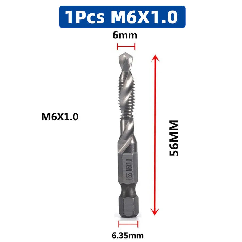 SIQICNC Shank Titanium Plated HSS Screw Thread Metric Tap Drill Bits Screw Machine Compound Tap M3 M4 M5 M6 M8 M10 Hand Tools