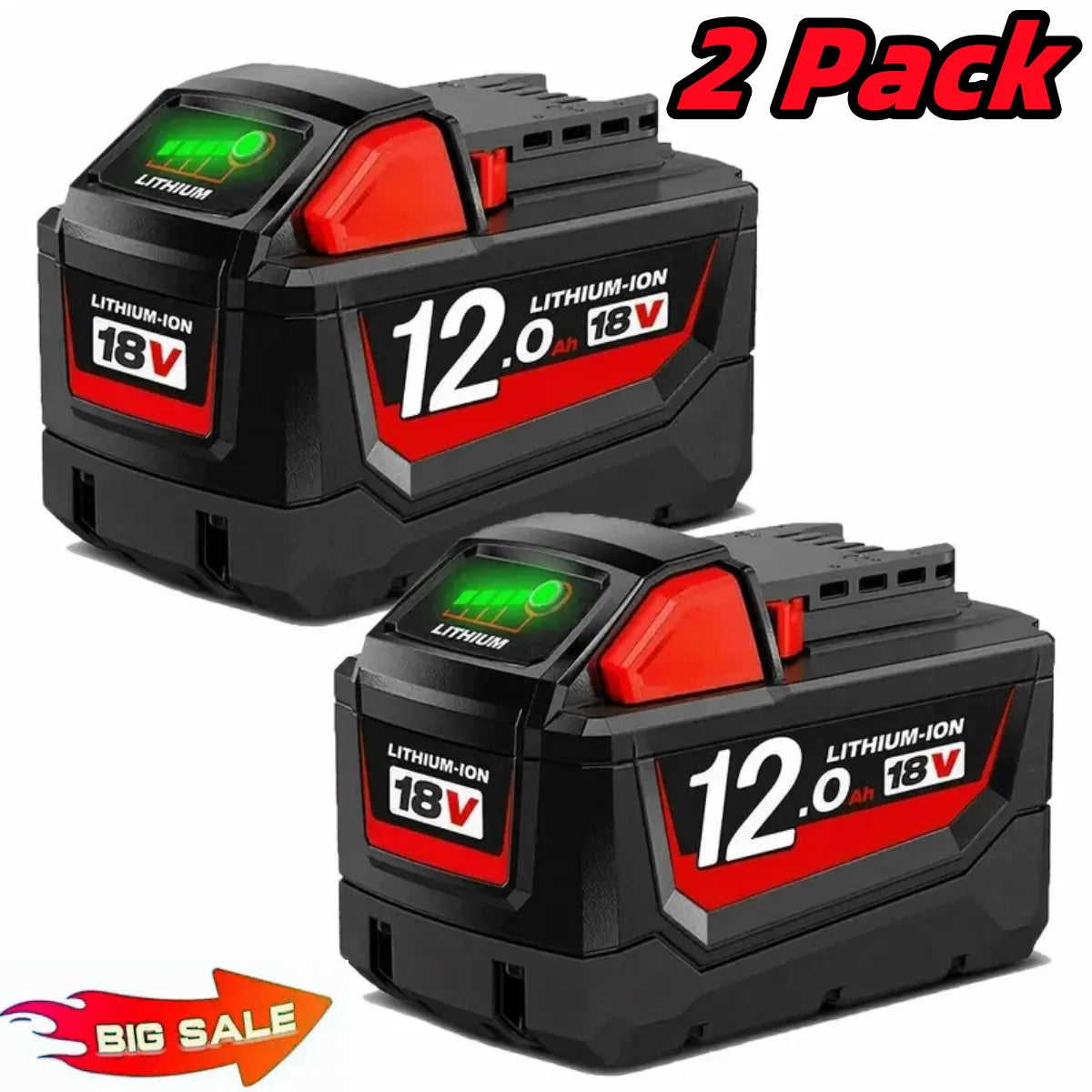 1/2/4PACK M-18 Lithium-Ion Replacement 12.0AH Battery M-18 48-11-1812, 48-11-1850, 48-11-1852, 48-11-1828, 48-11-1862