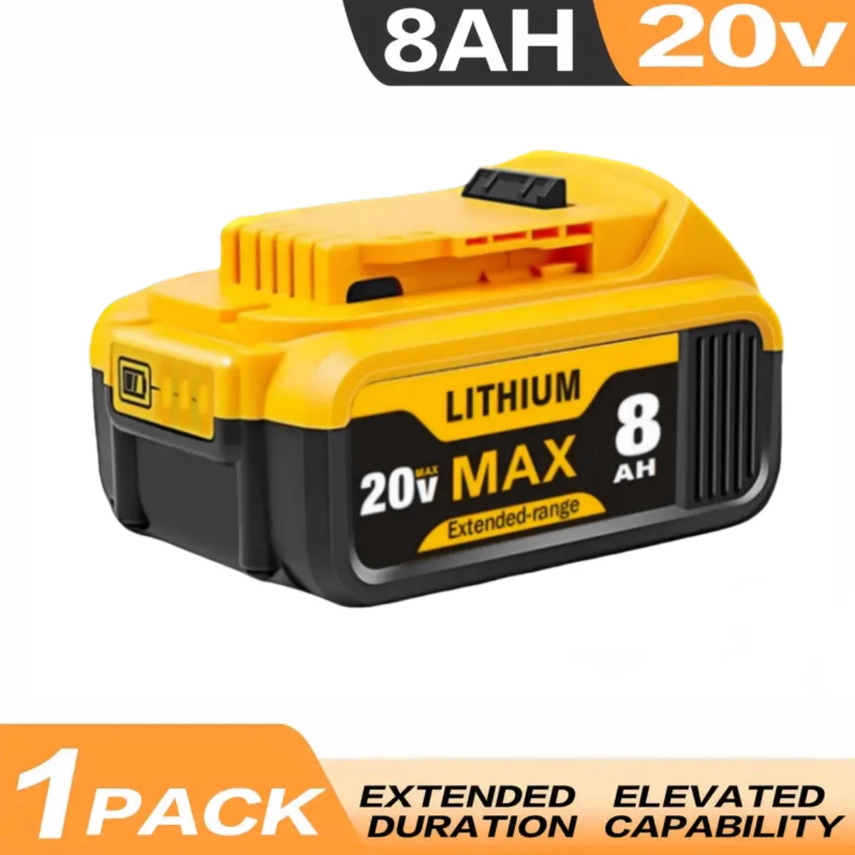 8.0Ah 20 Volt Replacement for Dewalt 20V Max Battery Lithium Ion Compatible with Dewalt Bateria DCB200 DCB204 DCB205 DCB206 DCB201 DCB203 DCB181 DCB180 20V DCB200 DCD DCF DCG Series Cordless Power Tools
