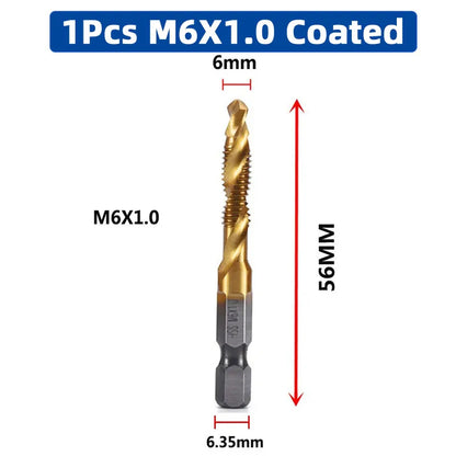 SIQICNC Shank Titanium Plated HSS Screw Thread Metric Tap Drill Bits Screw Machine Compound Tap M3 M4 M5 M6 M8 M10 Hand Tools