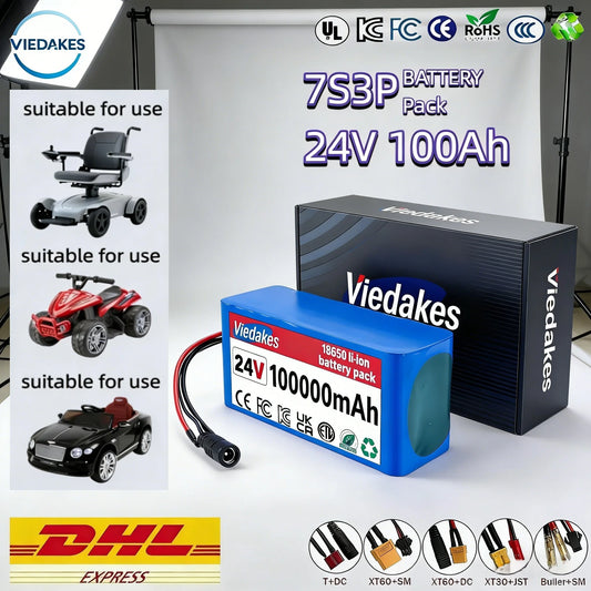 29.4V 100000mAh 7S3P Li-ion Battery Pack 18650 with BMS for 24V-29.4V Electric Motor Scooter