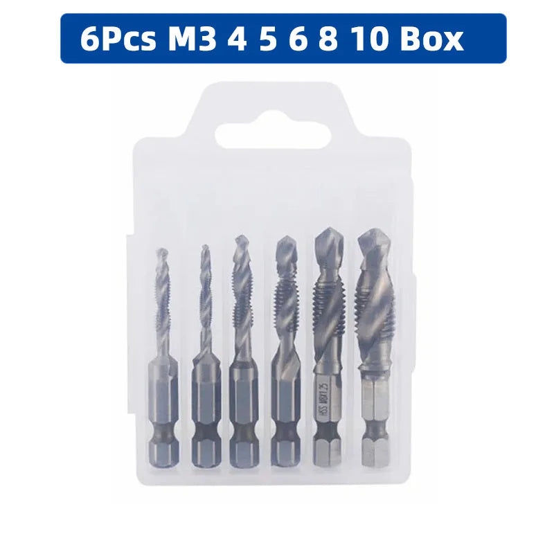 SIQICNC Shank Titanium Plated HSS Screw Thread Metric Tap Drill Bits Screw Machine Compound Tap M3 M4 M5 M6 M8 M10 Hand Tools