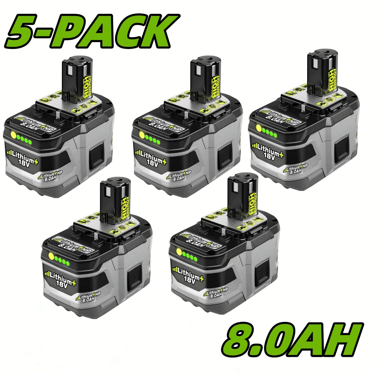 New Arrival Upgraded 8.0Ah P108 Battery Compatible with Ryobi 18V One Plus Battery Replacement P108 P102 P103 P104 P105 P107 P109 P122 Cordless Tool Batteries Rapid Rechargeable Batteries with Indicator