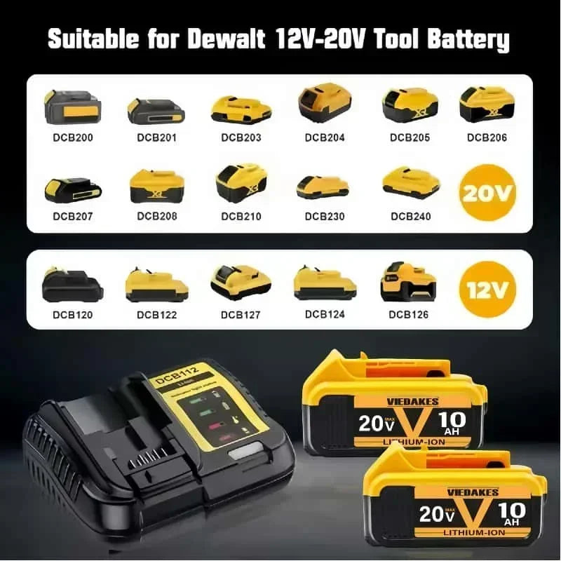 Replacement 20V 12.0Ah Lithium Battery for Dewalt DCD790 DCB200 Cordless Drill Impact Wrench Screwdriver Rechargeable Battery