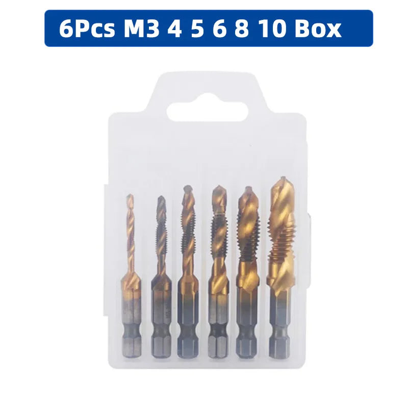 SIQICNC Shank Titanium Plated HSS Screw Thread Metric Tap Drill Bits Screw Machine Compound Tap M3 M4 M5 M6 M8 M10 Hand Tools