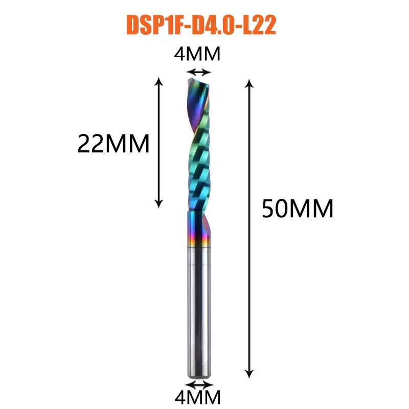 1pc AAAAA Single Flute Carbide Spiral End Mill 3.175 ,4,5,6mm Aluminum Milling Cutter Engraving Woodworking Acrylic DLC Coating