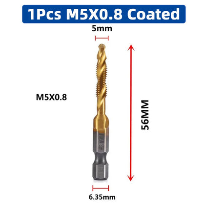 SIQICNC Shank Titanium Plated HSS Screw Thread Metric Tap Drill Bits Screw Machine Compound Tap M3 M4 M5 M6 M8 M10 Hand Tools