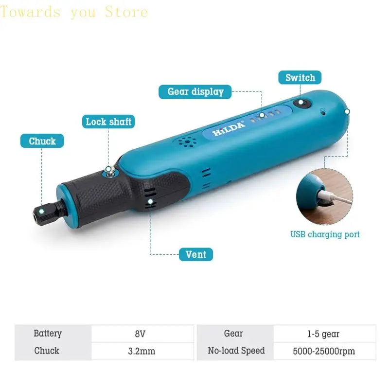 Q9QF 5 Speed Mini Wireless Rechargeable Engraver Pen Cordless Rotary Tool Woodworking