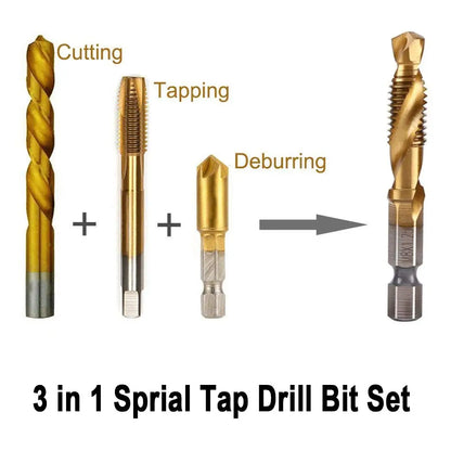 SIQICNC Shank Titanium Plated HSS Screw Thread Metric Tap Drill Bits Screw Machine Compound Tap M3 M4 M5 M6 M8 M10 Hand Tools