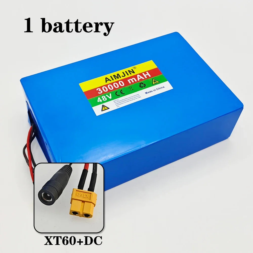 48V 30Ah 30000mAh 18650 13S8P Lithium Battery Pack Large Capacity Suitable for 48V 250-1500W Built-in BMS+54.6V2A Charger