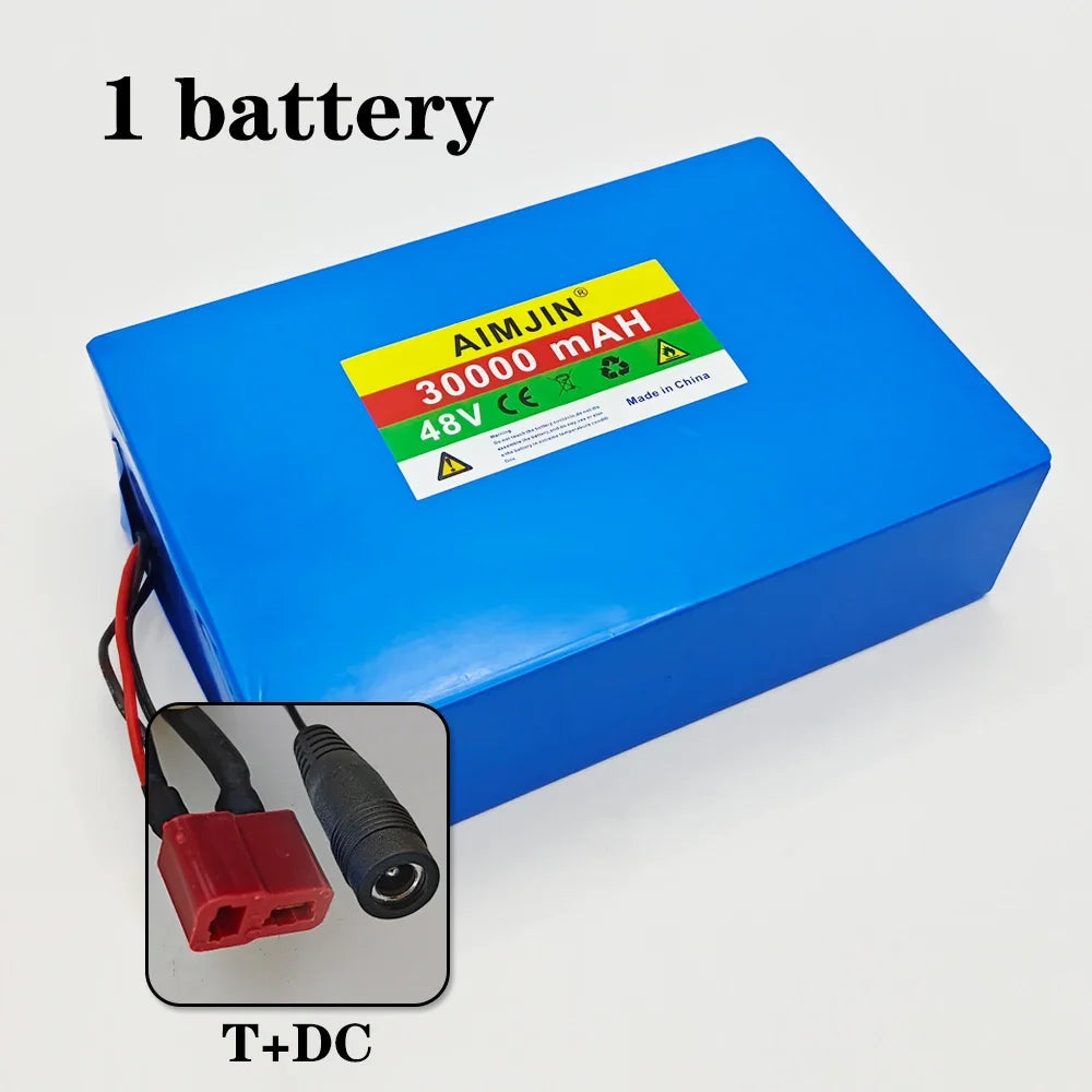 48V 30Ah 30000mAh 18650 13S8P Lithium Battery Pack Large Capacity Suitable for 48V 250-1500W Built-in BMS+54.6V2A Charger