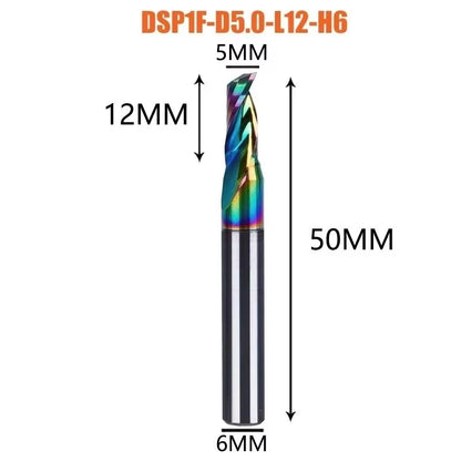 1pc AAAAA Single Flute Carbide Spiral End Mill 3.175 ,4,5,6mm Aluminum Milling Cutter Engraving Woodworking Acrylic DLC Coating