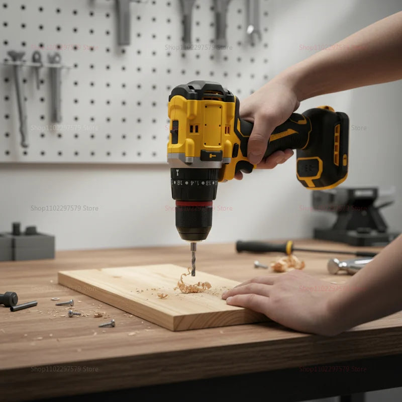Compact Cordless Brushless Impact Drill LED Light Powerful Multi-functional Electric Power Tool 20V Battery