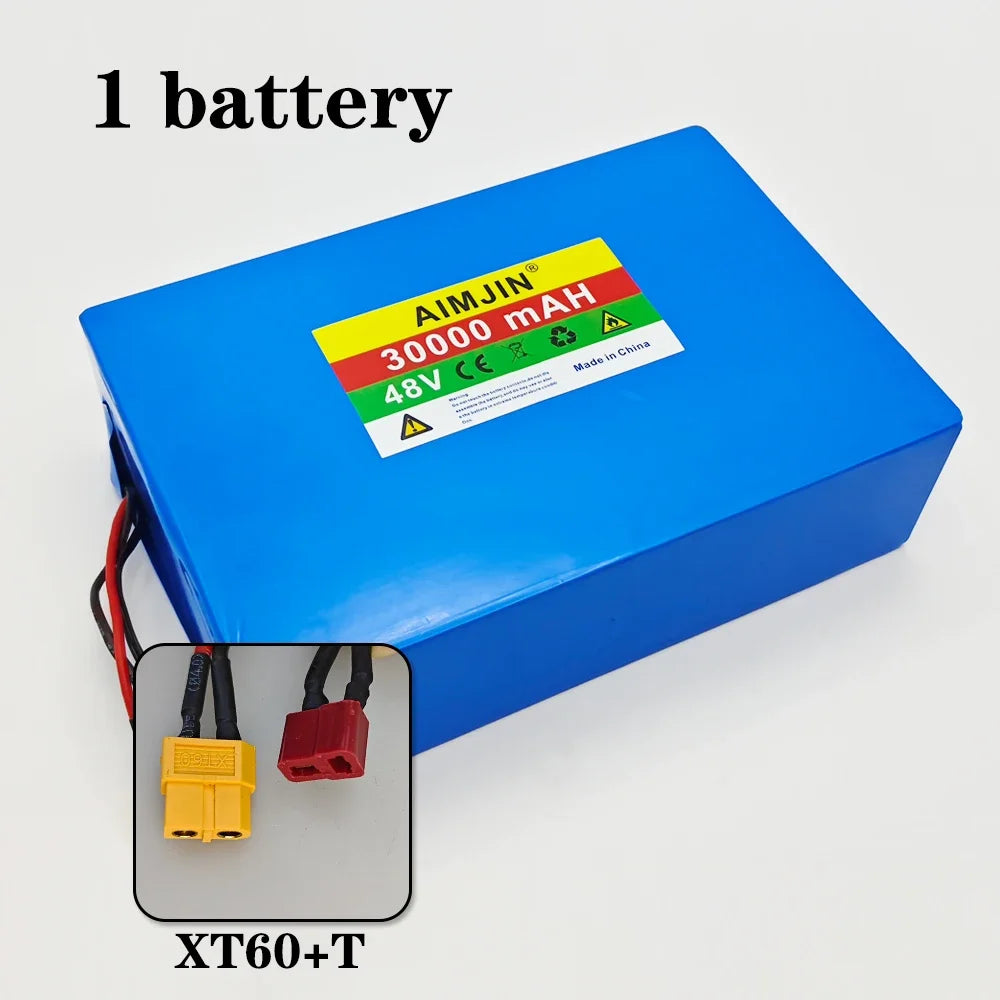 48V 30Ah 30000mAh 18650 13S8P Lithium Battery Pack Large Capacity Suitable for 48V 250-1500W Built-in BMS+54.6V2A Charger