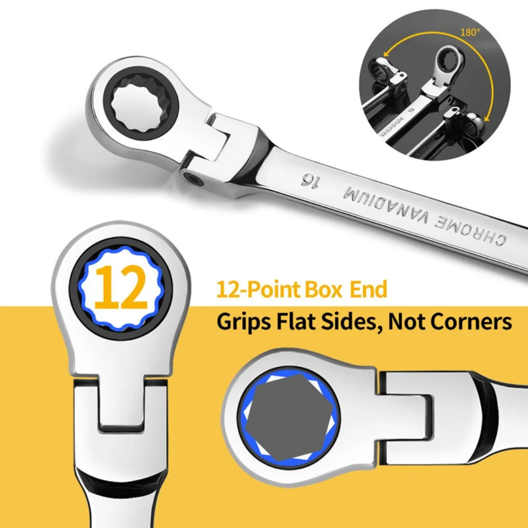 19Pcs Chrome Vanadium Steel Hand Spanner Kit For Auto Garage DIY Household Repair, Mens Tool Gift For Dad And Husband