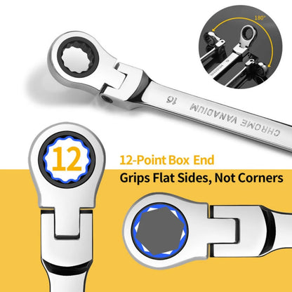 19Pcs Chrome Vanadium Steel Hand Spanner Kit For Auto Garage DIY Household Repair, Mens Tool Gift For Dad And Husband