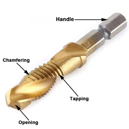 SIQICNC Shank Titanium Plated HSS Screw Thread Metric Tap Drill Bits Screw Machine Compound Tap M3 M4 M5 M6 M8 M10 Hand Tools