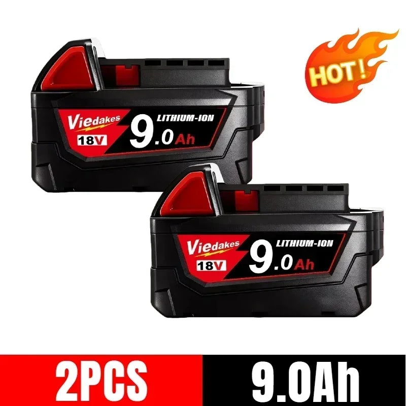 18V 9Ah Lithium-Ion Battery for Milwaukee High Power Replacement Battery for 18V Cordless Power Tools 18650 Cell Li-ion Battery