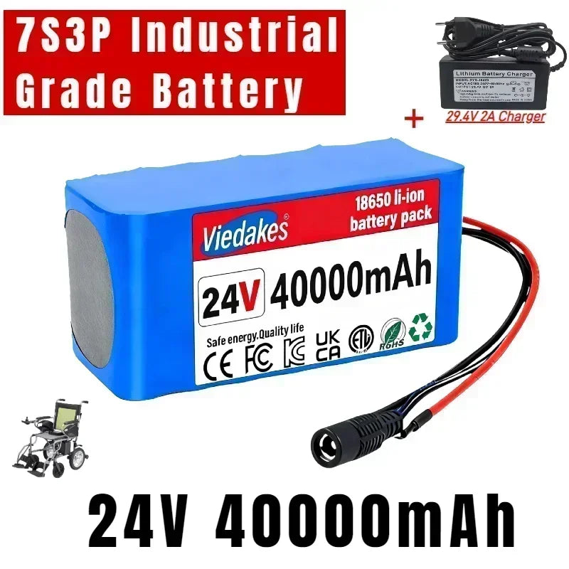 29.4V 100000mAh 7S3P Li-ion Battery Pack 18650 with BMS for 24V-29.4V Electric Motor Scooter