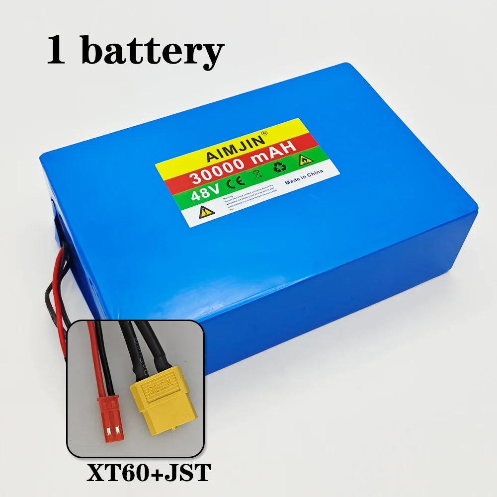 48V 30Ah 30000mAh 18650 13S8P Lithium Battery Pack Large Capacity Suitable for 48V 250-1500W Built-in BMS+54.6V2A Charger